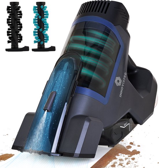 Innovixpro® Teppichreiniger - 2 Aufsätze - 45 Minuten Akkulaufzeit - Kabellos - Schwarz