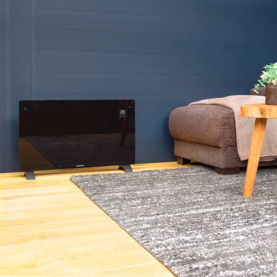 VONROC Elektrischer Heizkonvektor - 2000W - Mit Wifi Steuerung - Mit Led-Display und Timer - Für Räume bis zu 24 qm - Schwarzes Glas