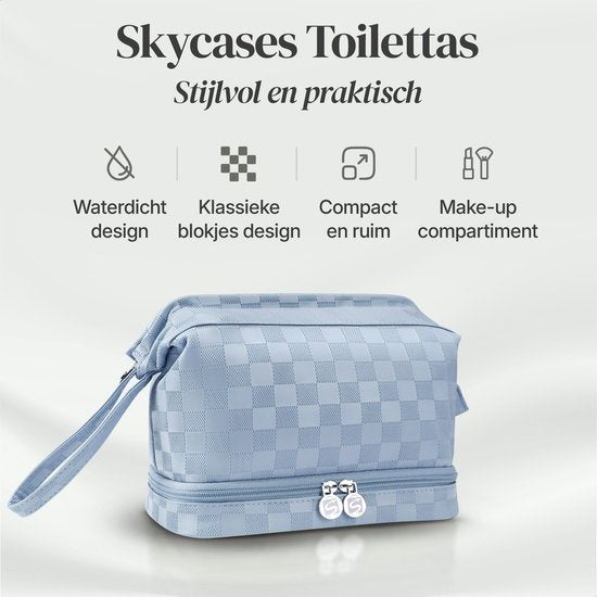 Skycases Travel Essentials - Kulturtasche und Make-up-Organizer - wasserdicht und kompakt - für Reisen und den täglichen Gebrauch geeignet - Unisex - hellblau
