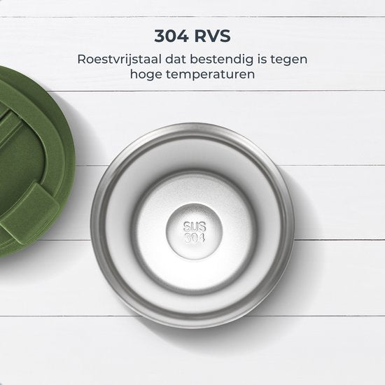 Castagnola Thermosbecher - Kaffeebecher To Go - Reisebecher für Kaffee und Tee - Teebecher - 380 ML - Edelstahl - Grün