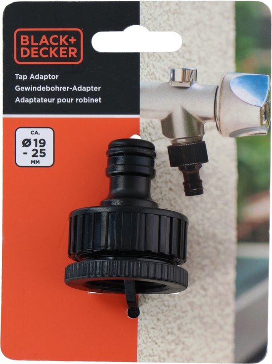 BLACK+DECKER Gewindeverbinder 3/4''-1'' - ⌀ 19-25 CM - Verbinder - Kunststoff - Schwarz