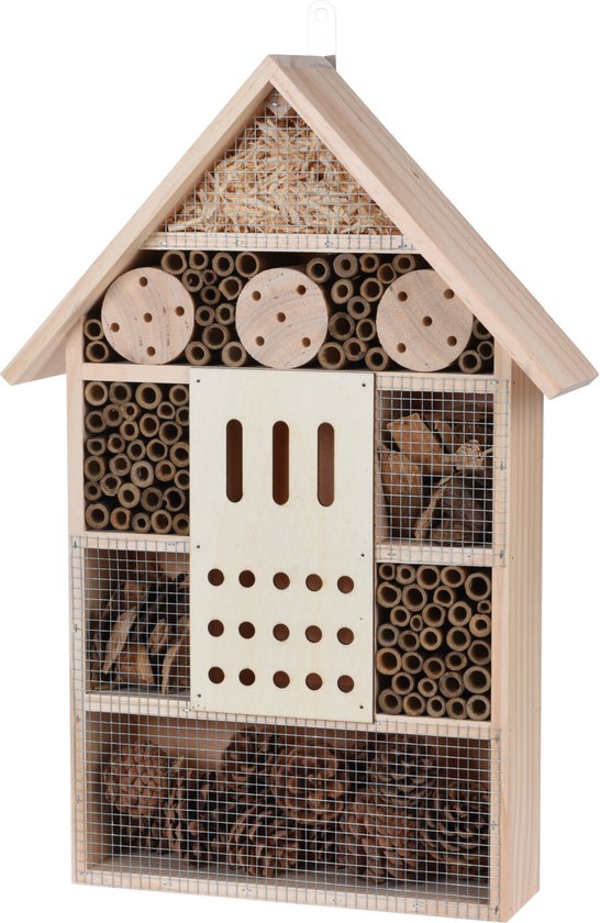 Großes Schmetterlingshaus/Bienenhaus/Wespenhotel für Insekten 51 cm - Gartendekoration - Tierfreundlich - Hotel/Haus für Insekten - Marienkäferhaus