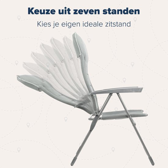 TRVLMORE Campingstuhl - 7 Positionen - Komfortabler Campingstuhl - 120 kg Belastbarkeit - Liegeposition - Klappstuhl - Klappstuhl - Grau