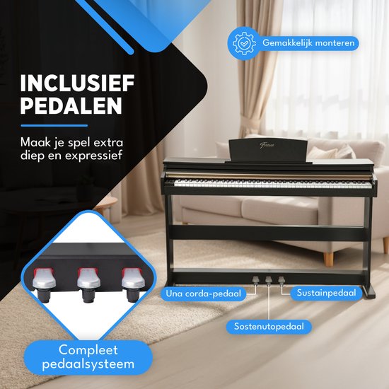 Finesse Digital Piano - 88 gewichtete Tasten - mit Rahmen, Pedalen & Hocker - Keyboard Piano - Electric Piano - Erwachsene & Kinder