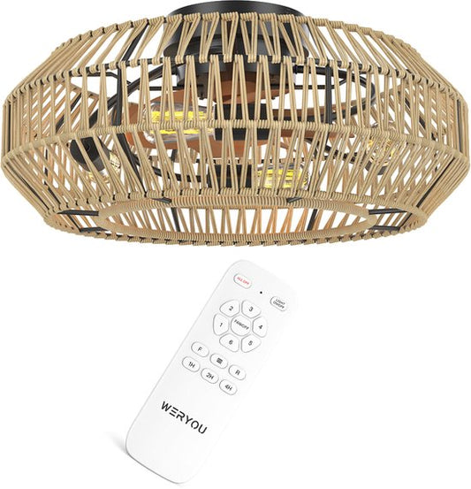 WERYOU® illuminAIR Deckenventilator - Deckenlampe - Deckenventilator mit Beleuchtung - Deckenlampe - Fächerlampe - Deckenlampe - Inkl Fernbedienung - Dimmbar - ⌀56CM