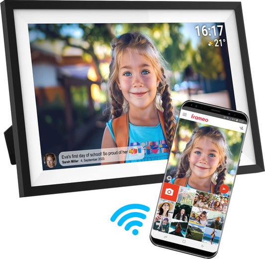 Denver Digitaler Fotorahmen 15,6 Zoll - XL - Full HD - Frameo App - Fotorahmen - WiFi - 16GB - IPS-Touchscreen - PFF1516