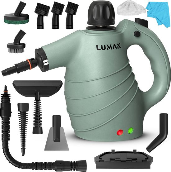 LUMAN 16-in-1 Dampfreiniger C1 - Handdampfreiniger - Fleckenreiniger - 1050 Watt - 450 ML - Grün
