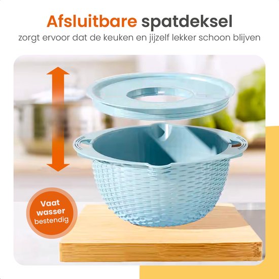 Goliving Salatschüssel - 2,5L - Ø 26 cm - Rührschüssel - Sieb - Bratschüssel mit Deckel - Servierschüssel - Gemüseschneider - Hackmesser - Blau