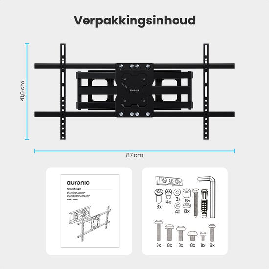 Auronic TV-Halterung - TV-Wandhalterung - drehbar und neigbar - 37 bis 90 Zoll - bis zu 65 KG - Schwarz