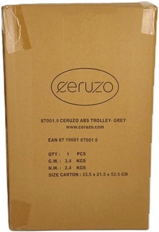 Ceruzo Handgepäckkoffer – Trolley – 28 l – 51,5 cm – Silbergrau – 360°-Drehrollen – Zahlenschloss