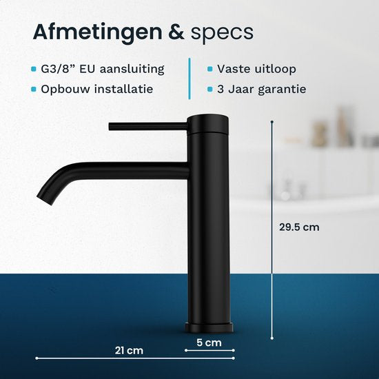 Mirlux Waschtischarmatur Schwarz - Waschtischmischer Bad - Waschtischarmatur - Waschtischarmatur / WC-Armatur - Wasserhahn - Kalt- und Warmwasserarmatur - Toilettenarmatur Kalt- und Warmwasser