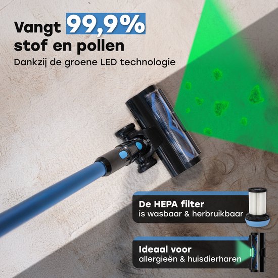 Ølven Stabstaubsauger CleanMax - Kabellos - 400W - Staubbuster - 55Min Akku - Beutelloser Staubsauger - Aroma Funktion