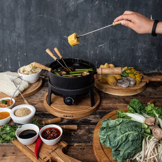 Boska Elektrisches Fondue-Set Pro - Für jede Art von Fondue - 8 Personen - Stilvolles Gusseisen - Extra langes Kabel