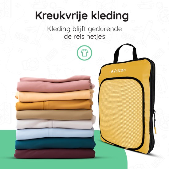 Volcan Compression Packing Cubes - Kofferorganisationsset - Mit Kompressionsreißverschlüssen - Rucksack & Koffer - 4er Set - Ocker