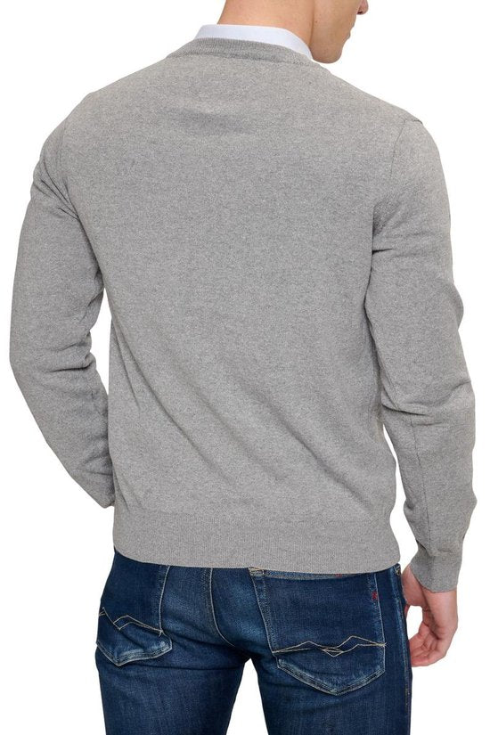 Mario Russo Pullover - Hellgrau - Größe L - Italienischer Schnitt - 85% Baumwolle Pullover