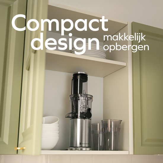 KitchenBrothers - Slowjuicer - Vertikal - Gemüse- und Obstpresse - 80 mm - 750 ml - Grau