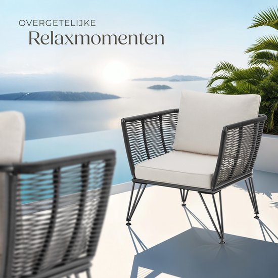 tectake 2er-Set Garten-Lounge-Sessel Sundo im Rope-Design - Komfort und Stil - Loungesessel