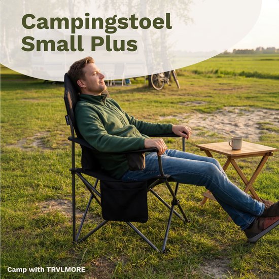 TRVLMORE Campingstuhl XXL - faltbar - 160KG Tragkraft - Inkl. Tragetasche - Klappstuhl - Angelstuhl - Campingstuhl - Klappstuhl - Schwarz