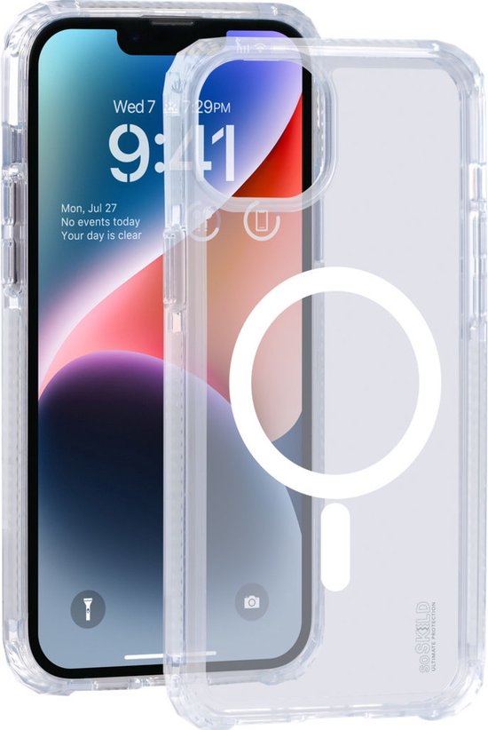 SoSkild Case iPhone 15 Plus MagSafe - Defend Heavy Impact Case - Transparent Magnetic Magsafe Case - Transparent