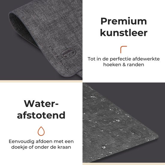 Castagnola Tischsets in Lederoptik - Rutschfeste Tischsets aus Kunstleder - Wasserabweisende Untersetzer - Untersetzer - Plastik Tischsets - 6 Stück - 45 x 30 cm - Melange Schwarz