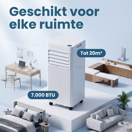 Auronic Mobile Air Conditioner - 7.000 BTU - 3-in-1 - Klimaanlage mit 2 Fensterdichtungs-Kits - Ventilator - Luftentfeuchter - kühlt bis zu 20m² - Weiß