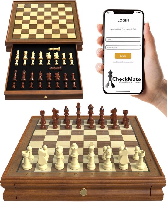 Windsor - Luxus-Schachbrett - mit Schachfiguren - 35 cm - Anmerkungen - Schachspiel - Magnetisches Schachspiel - Schachspiel - Holz