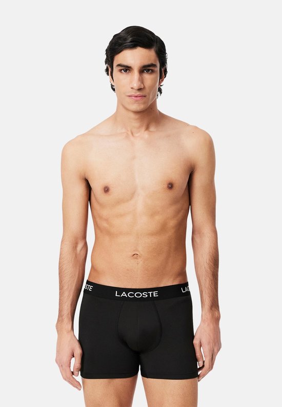 Lacoste Herren 3P Mikrofaser-Boxershorts, Basic, schwarz