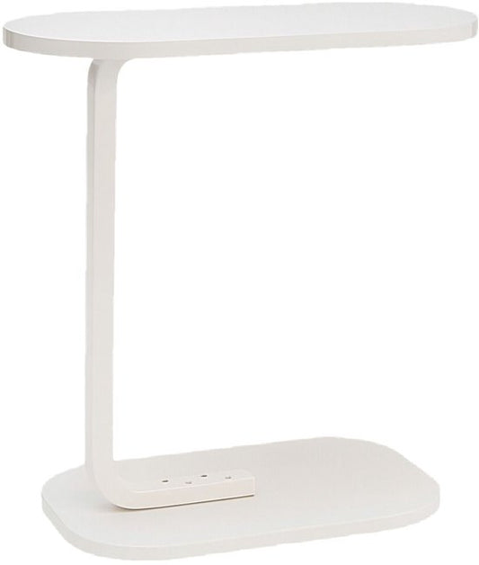 Ceruzo Beistelltisch - Weißer Bank-Tisch - Metall mit Holz - Couchtisch - C-Form - Kompakt- 45x28x60cm