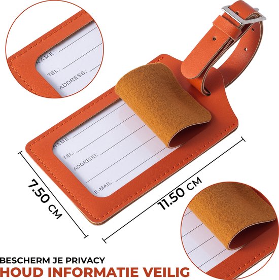 EverNeeds Gepäckanhänger - Gepäckanhänger für Koffer - Gepäckanhänger - PU Leder - Orange - 2 Stück