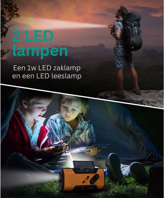 Urban State Notfallradio mit Aufwicklung und Batterie - Solarradio - Taschenlampe / Powerbank - Notfallradio mit Aufwicklung