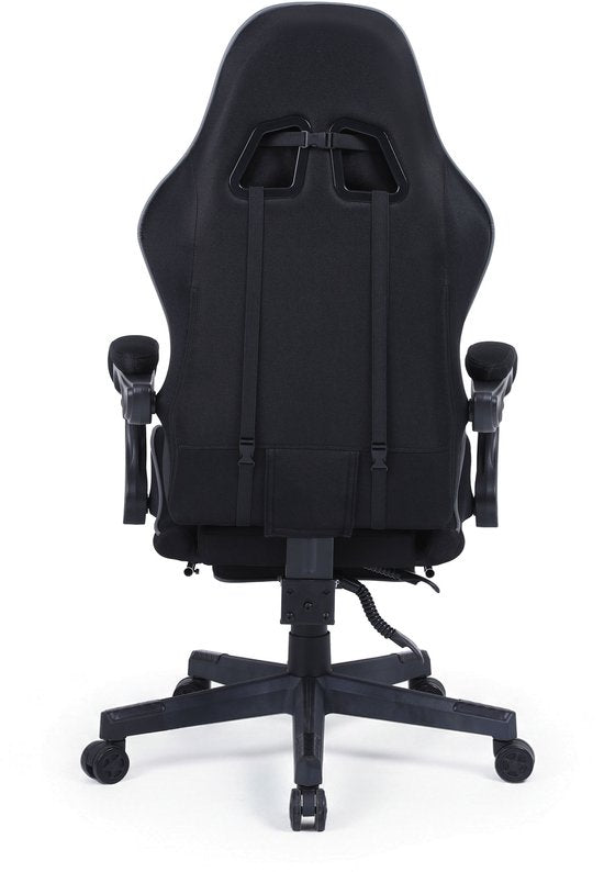 VDD Gaming - Spielesessel mit Massagefunktion und Fußstütze - Spielesessel in der Farbe Schwarz - Spielesessel mit Nackenkissen & verstellbarem Rückenkissen - Ergonomischer Bürostuhl mit gepolsterten Armlehnen - Belastbarkeit bis 150 kg - Verstellbare Rüc