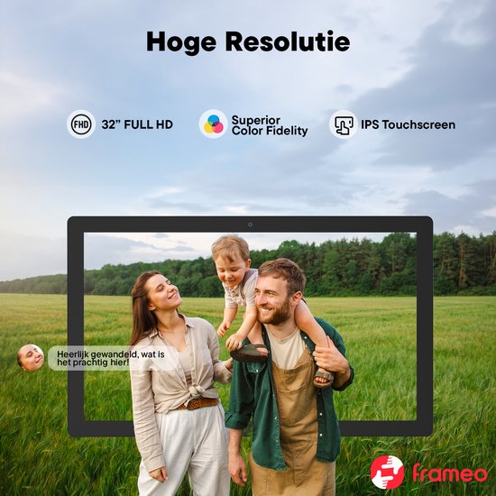 Denver Digitaler Fotorahmen 32 Zoll - XXL - Full HD - Frameo App - Fotorahmen - WiFi - 32GB - IPS-Touchscreen - PFF3260