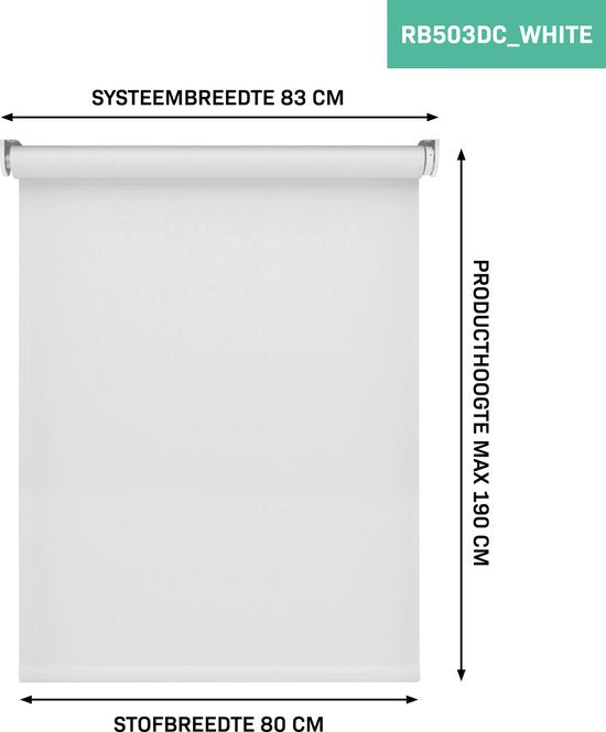 VONROC SMART BLINDS - Elektrisches Rollo - Verlängerung - 80 x 190 - Weiß - Ohne Fernbedienung und Ladekabel