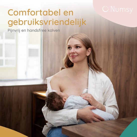Numsy Elektrische kabellose Hands-free Doppelmilchpumpe - BPA-frei - 1 Stück - mit Aufbewahrungsbeutel - Nude Pink