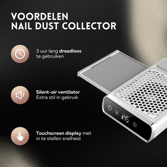 Beeperfect® Nail Dust Collector - Staubabsaugung Maniküre - Nail Dust Collector - Wiederverwendbarer Filter - Geräuschlos im Einsatz - Kabellos und wiederaufladbar