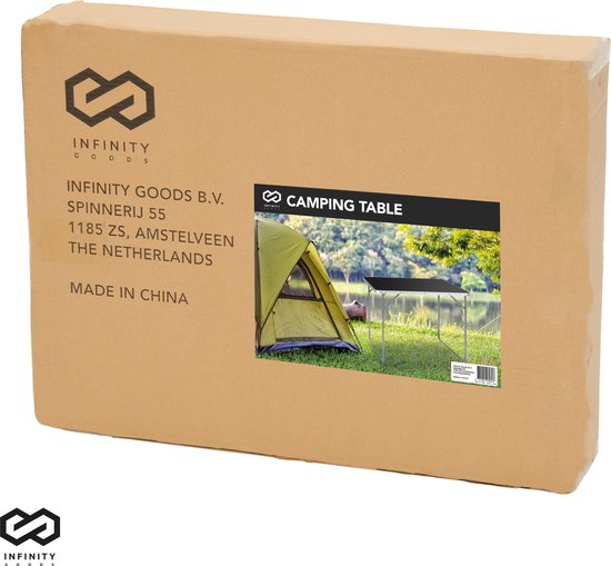 Infinity Goods Campingtisch - Klappbar - Gartentisch - 80x60x70 cm - Outdoor/Indoor - Tragegriff - Kompakt - Aluminium - Schwarz