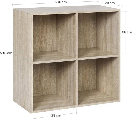 Woltu Bücherregal – 29 x 59,8 x 59,6 cm – Standmodell – 4 Fächer – Weiß