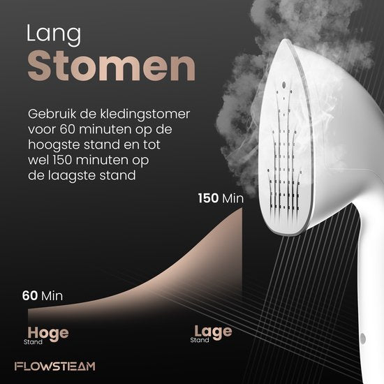 Flowsteam PRO Wäschedampfer – 1950 W – 2,2 L – 150 min – Inkl. Bügelbrett - Weiß