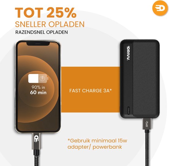 Drivv. USB zu USB C Kabel - Schnellladegerät - USB C Daten- und Ladekabel - 2 Meter - Geeignet für Samsung, iPhone 15 & mehr - Modernes Grau