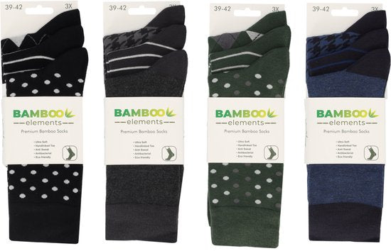 Bamboo Elements – Bambus-Socken für Herren – Socken für Damen – 12 Paar – 39–42 – Mode – Lange Socken – Herrensocken – Damensocken – Schweißhemmend – Langlebig