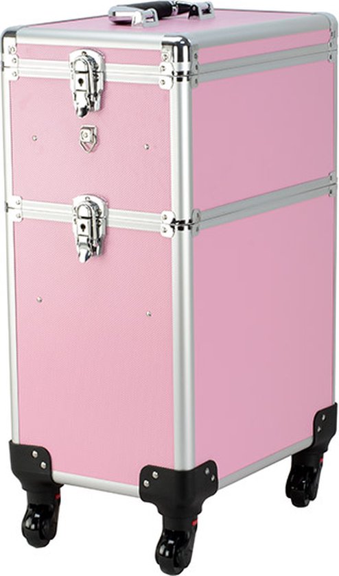 Friseurkoffer Trolley - Schminkkoffer Make-up Nagelkoffer - Schminkkoffer - Beauty Case - rosa
