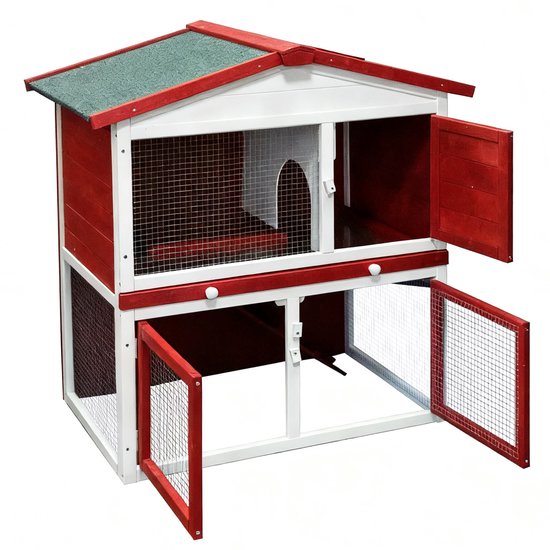 Kaninchenstall mit Auslauf – Stall für Kaninchen, Meerschweinchen und Nagetiere – Tierkäfig – Tierunterkunft – für drinnen und draußen geeignet