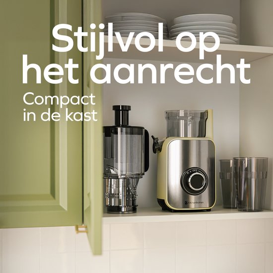 KitchenBrothers Slowjuicer - Vertikal - Entsafter - Gemüse- und Obstpresse - 126 mm - 750 ml - Champagner