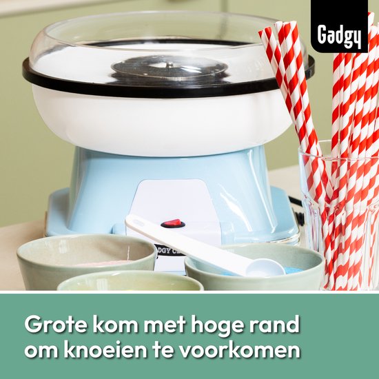 Gadgy Zuckerwattemacher Retro Blau - Mit 10 Stäbchen und Messlöffel - Zuckerwattemacher - Süßigkeiten - Kinderparty