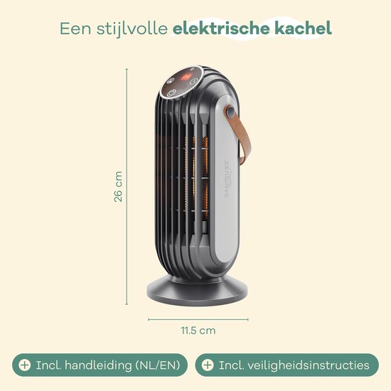 Zenwave Elektroheizgerät mit Display - Kompakter 1500W Heizlüfter - Heizgerät mit 2 Heizmodi und 1 Lüftermodus - Elektrische Heizung für Innen und Außen - Schwarz