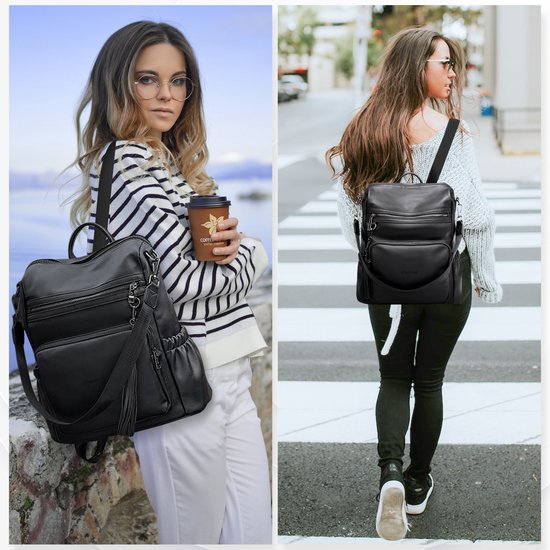 Glennoo Rucksack - Damen - Wasserdicht - Klein - Anti-Diebstahl-Fach - Rücken, Schulter, Handtasche in einem - Weiches PU-Leder
