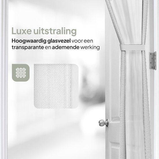 O'DADDY® Türvorhang Deluxe FIBER - Magnetischer Fliegenvorhang - Für Neubauten und Standardtüren - Einfache Installation - Türgitter Weiß - 100x260 cm