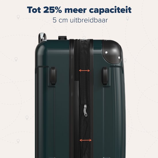 TRVLMORE Handgepäck Koffer - 45L - TSA Zahlenschloss - Leichtgewicht - erweiterbar - Trolley - 54x36x22cm - Dunkelgrün