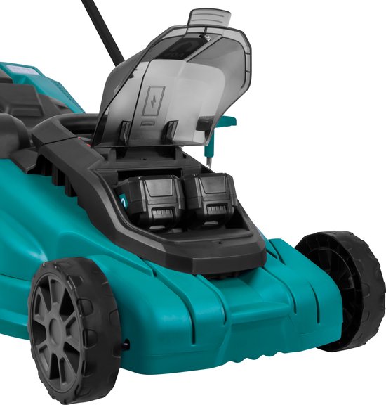 VONROC Akku-Rasenmäher 40V - 38cm - Zentrale Höhenverstellung - Inkl. zwei 4.0Ah Akkus und Doppel-Schnellladegerät