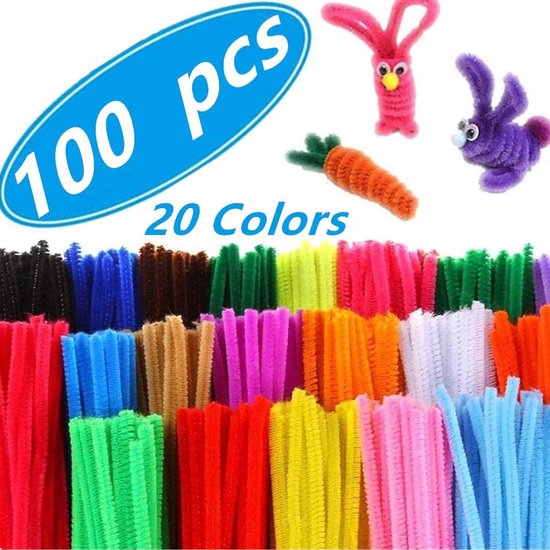 Saaf Pfeifenreiniger - 100 Stück - Chenille Faden - Hobby Basteln - 30 cm - 20 Farben